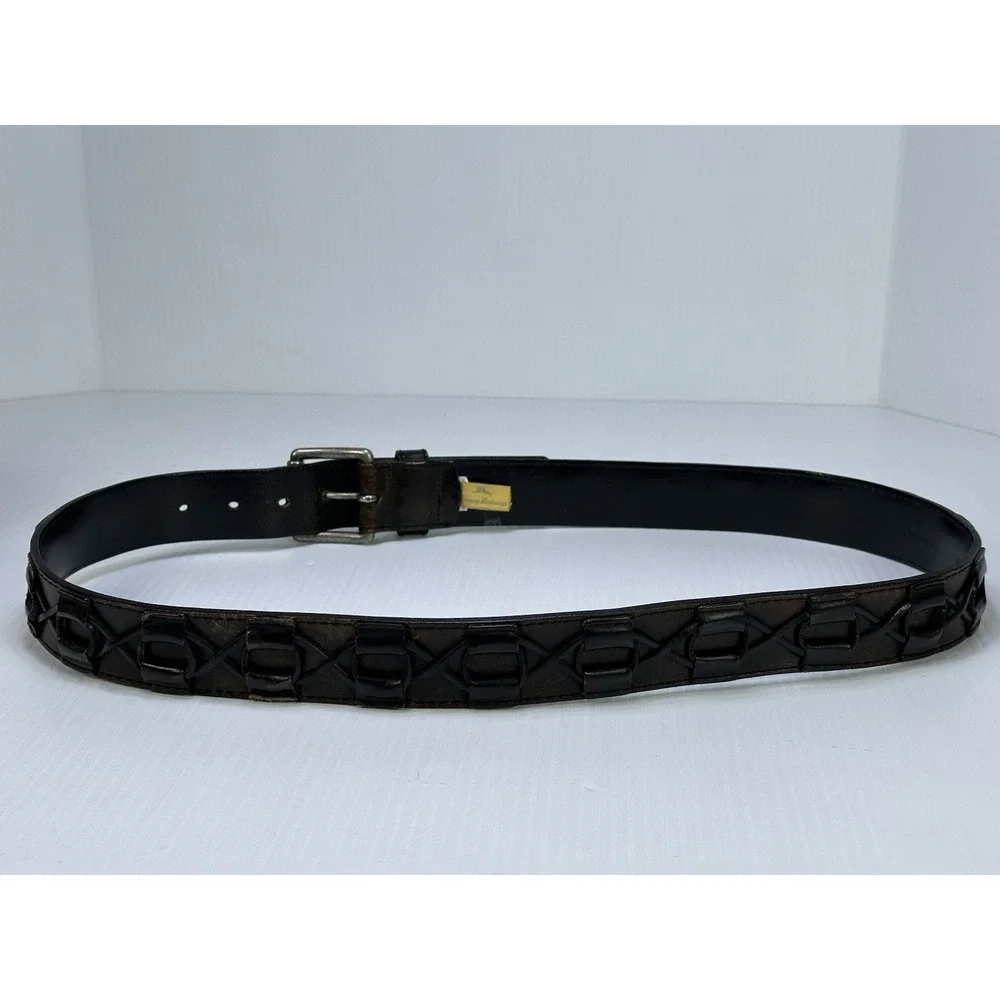 Tommy Bahama Top Grain Leather Braided Woven Belt 1102TM51-001  Size 40